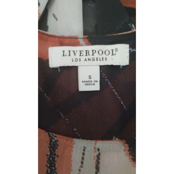 Liverpool Women 3/4 Puff Sleeve Round Neck Elastic Waist Tie Open Back Small - Picture 6 of 7